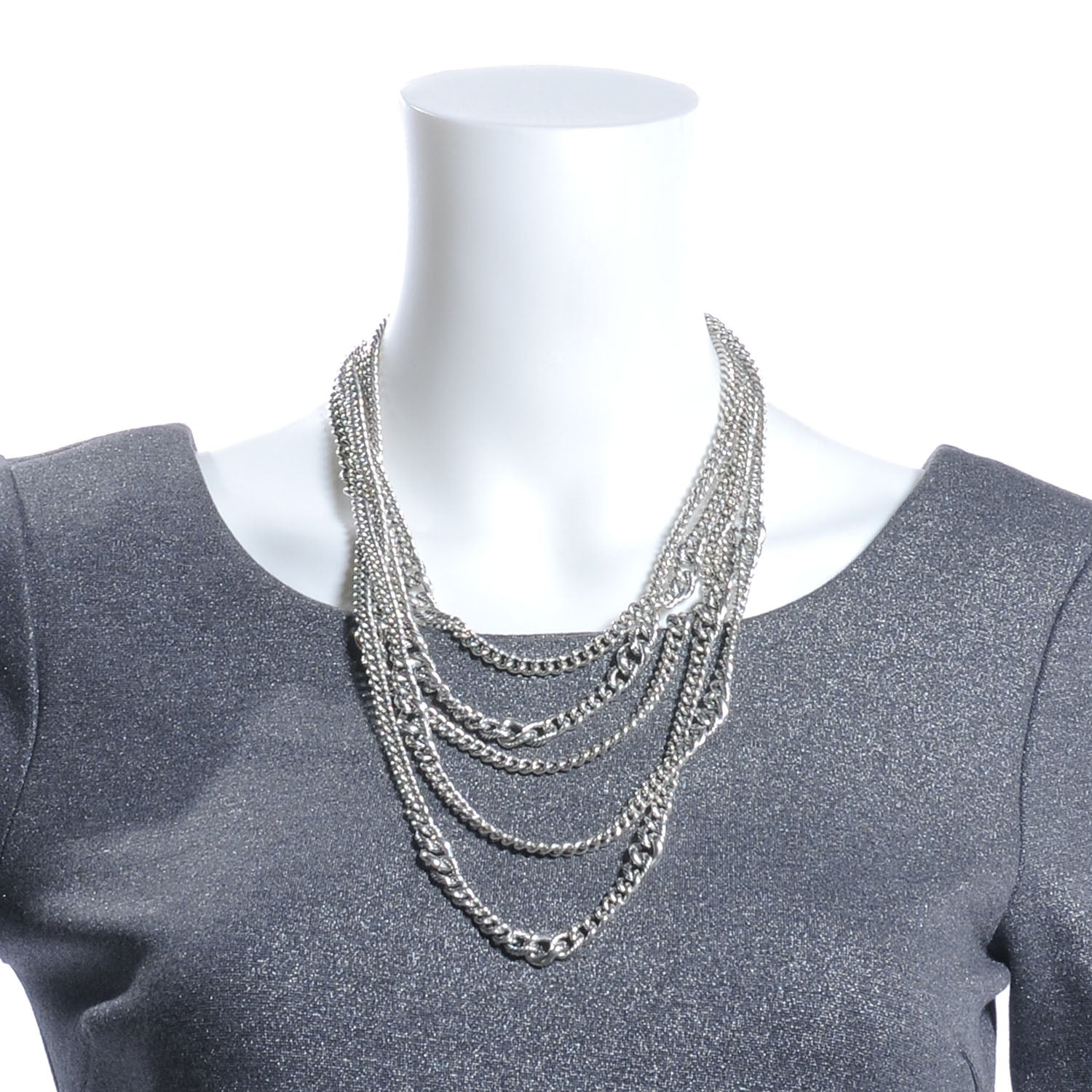 David Yurman Sterling Silver Five Row Curb Chain Necklace 2 of 5