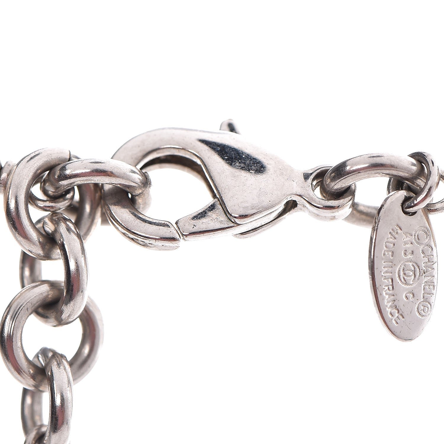 Chanel Crystal Pearl CC Long Necklace Silver 6 of 6