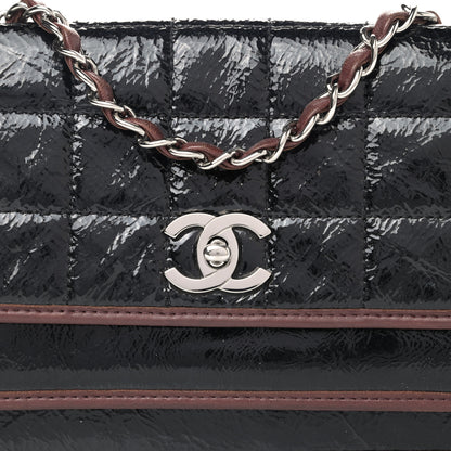 Chanel Patent Lambskin Medium Chocolate Bar Flap Black Bordeaux 9 of 11