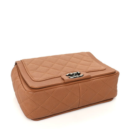 Chanel Washed Caviar Quilted Small Square Turn Around Ligne Flap Camel 3 of 9