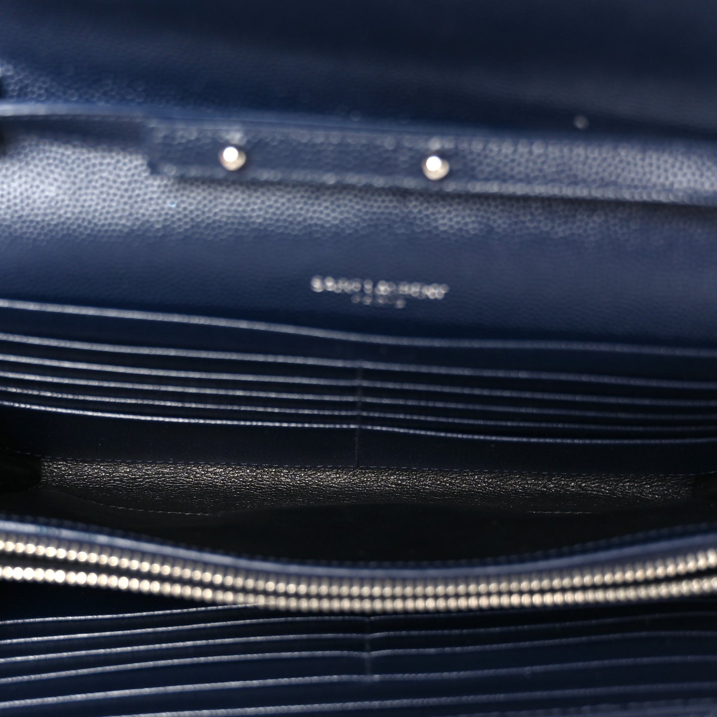 Grain De Poudre Matelasse Chevron Monogram Chain Wallet Deep Marine