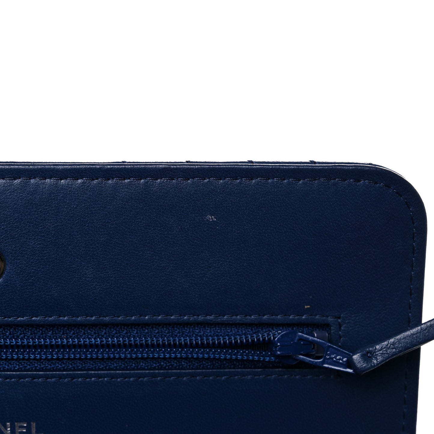 Lambskin Quilted CC Crossing Wallet On Chain WOC Blue