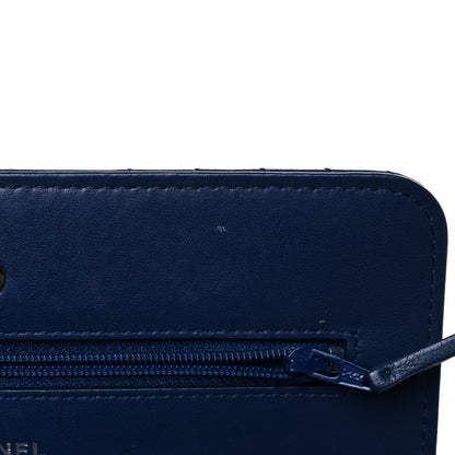Chanel Lambskin Quilted CC Crossing Wallet On Chain WOC Blue 17 of 23