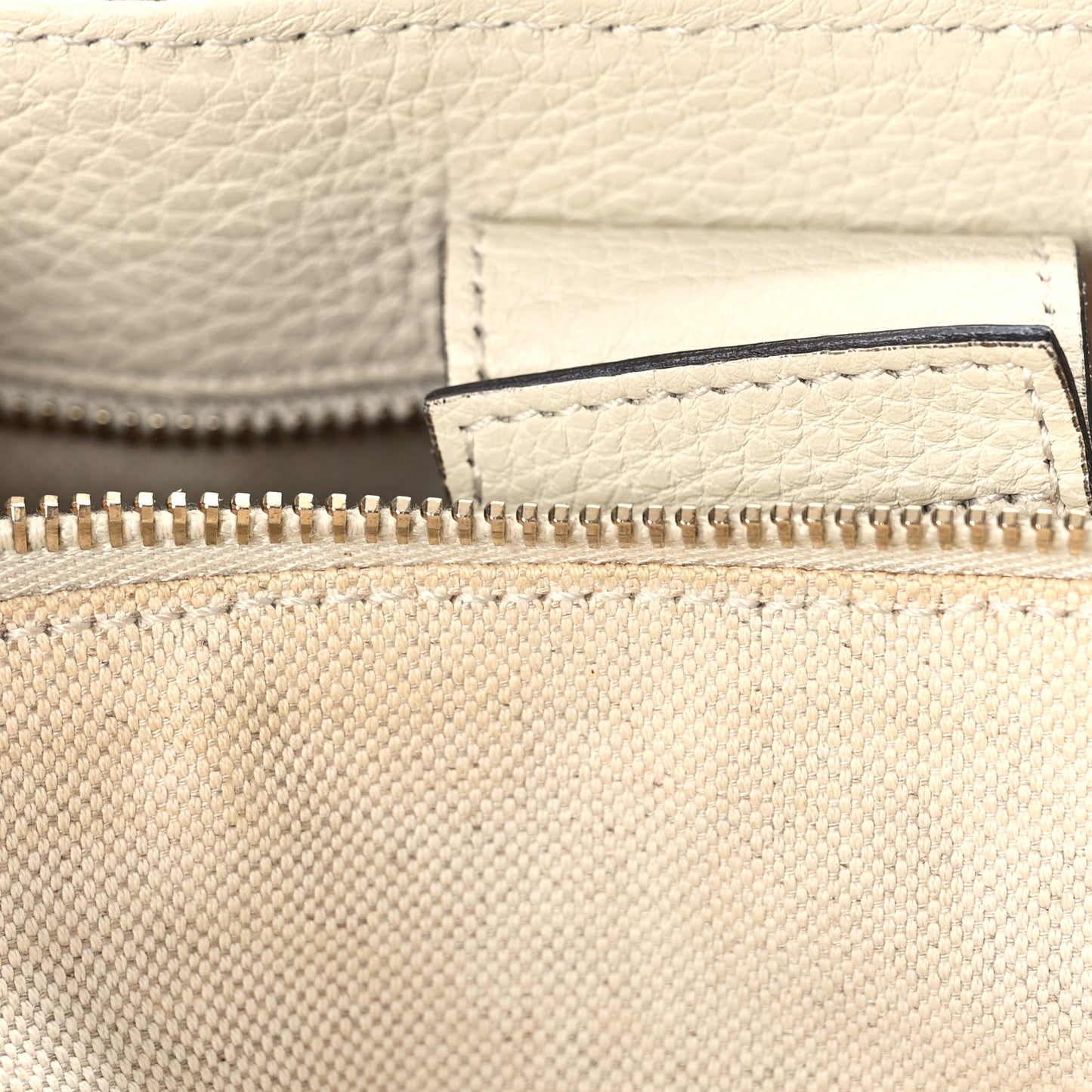 Pebbled Calfskin Medium Bamboo Shopper Tote Off White