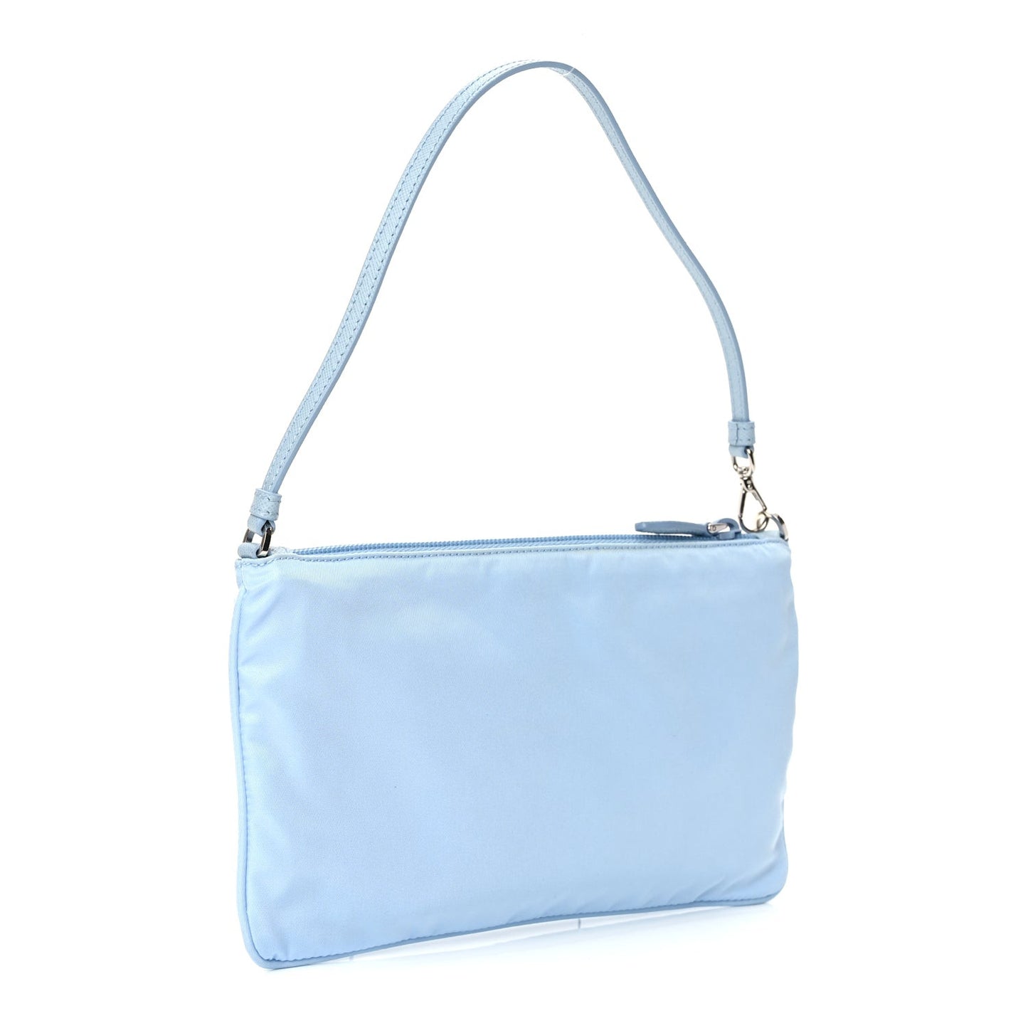 Re-Nylon Vela Saffiano Mini Pochette Bag Celeste
