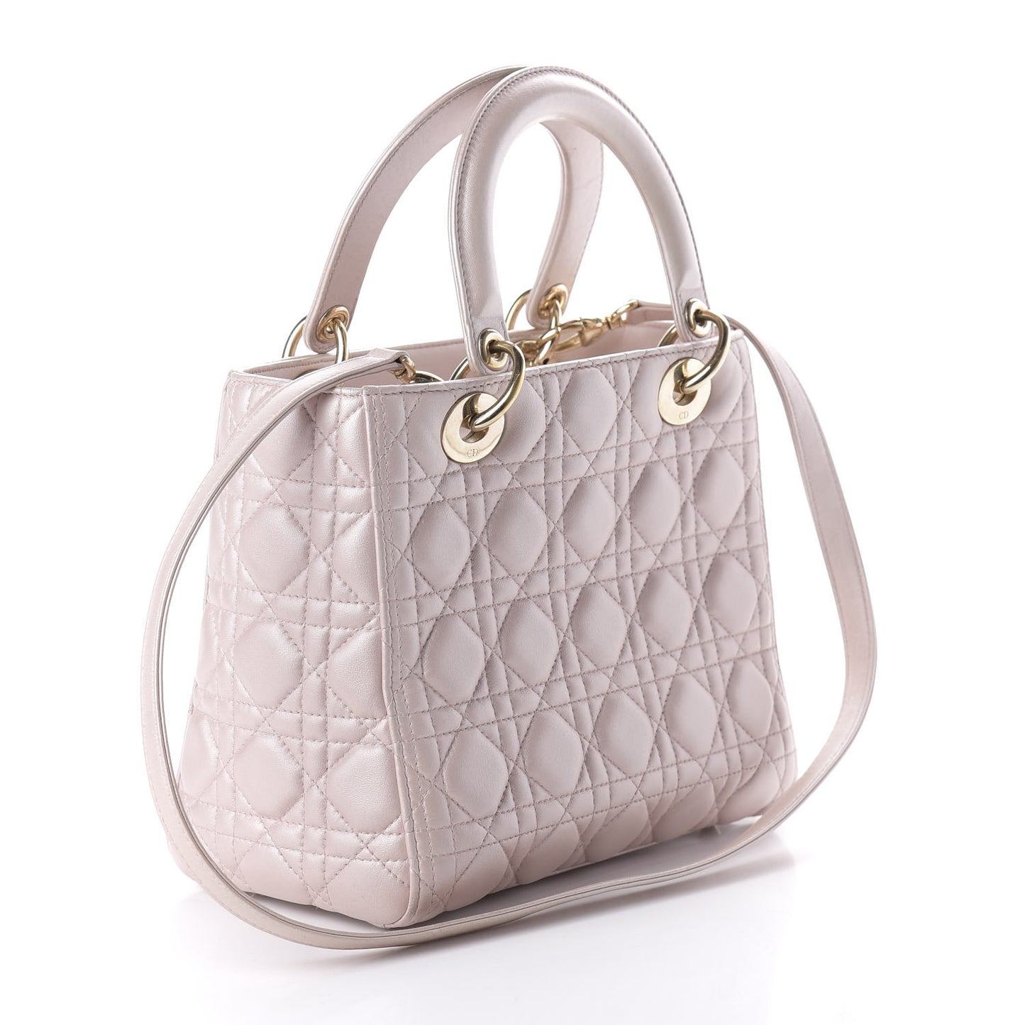 Pearly Lambskin Cannage Medium Lady Dior Lotus