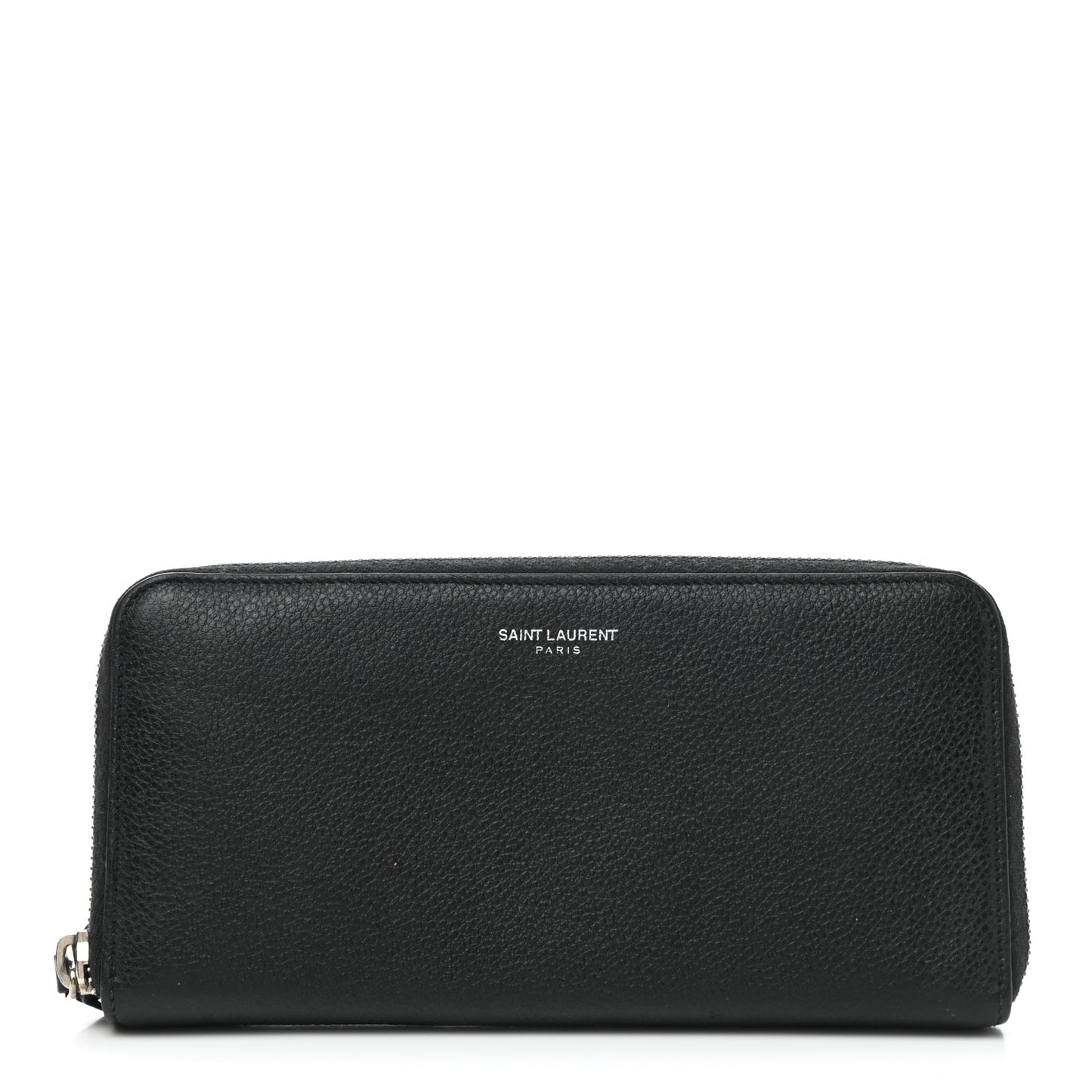 Grained Calfskin Rive Gauche Zip Around Wallet Black
