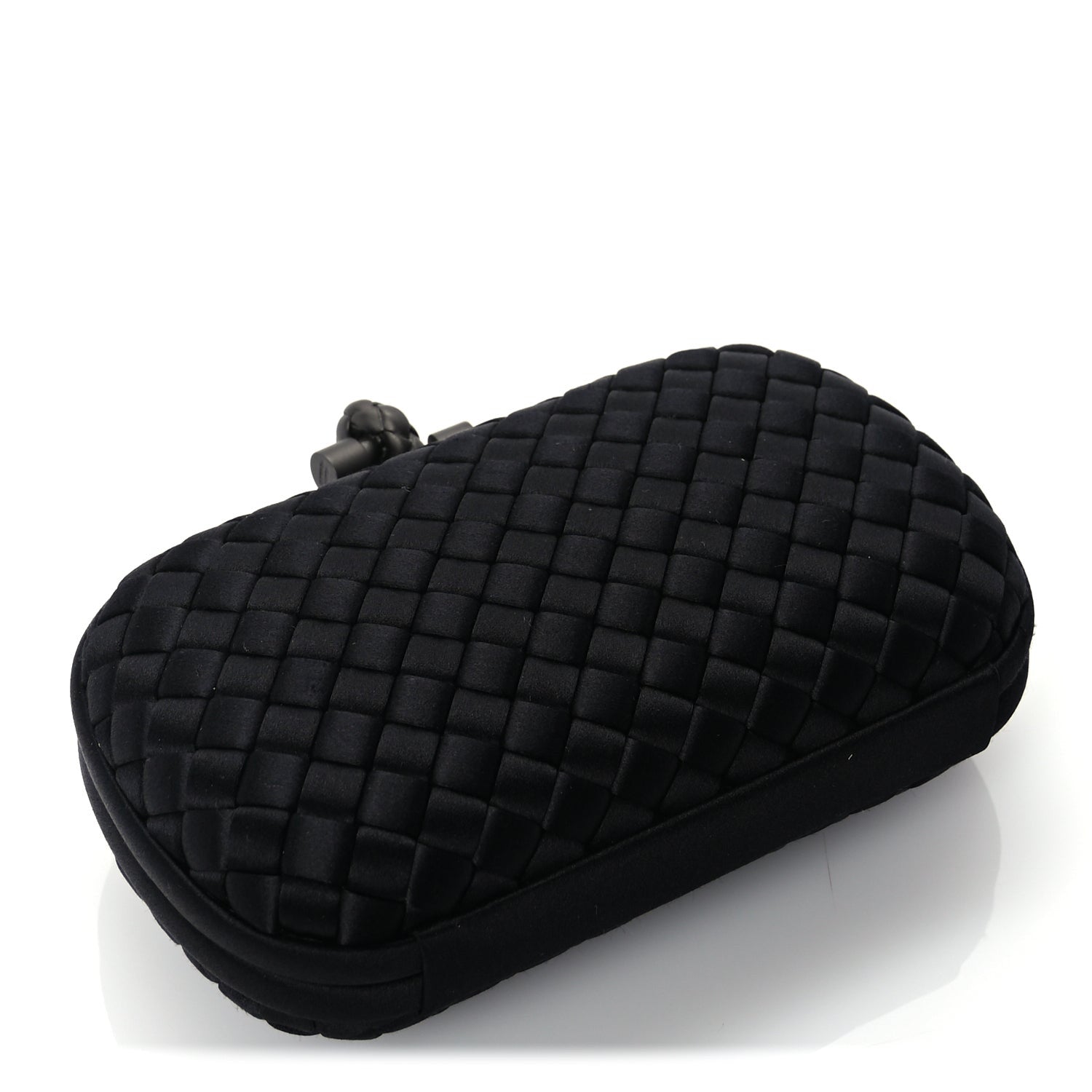 Bottega Veneta Satin Intrecciato Mesh Woven Knot Clutch Black 4 of 7
