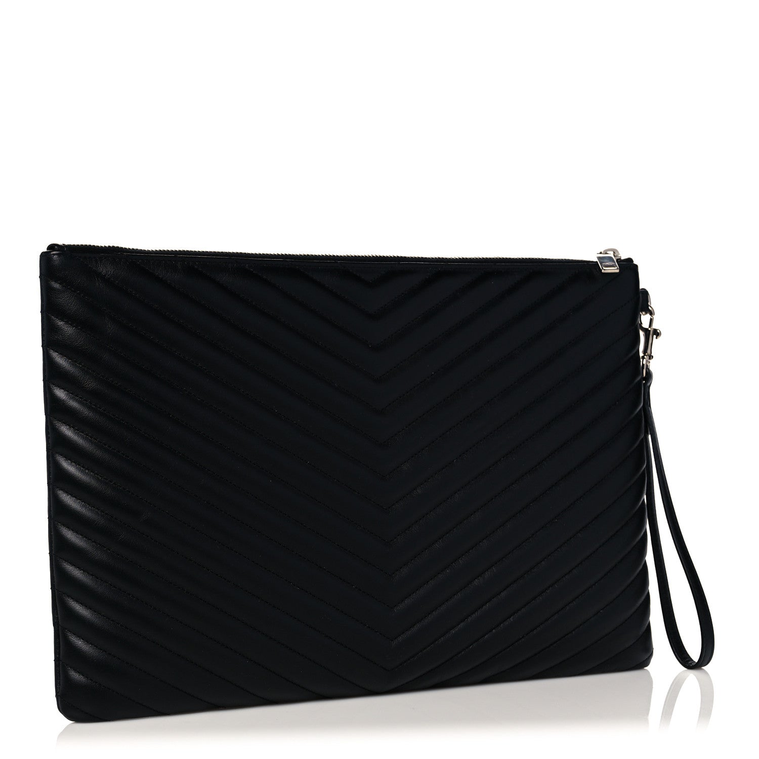 Saint Laurent Calfskin Matelasse Chevron Monogram Document Holder Black 3 of 9