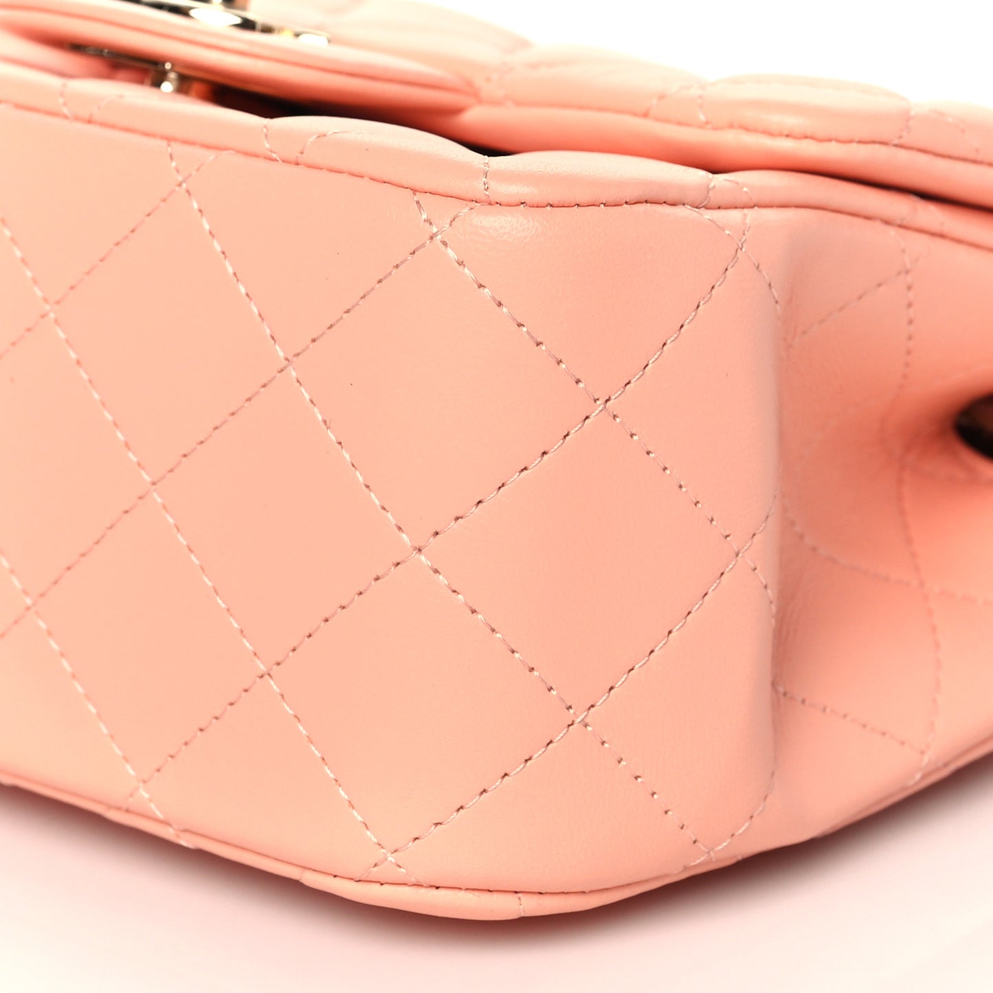 Lambskin Quilted Mini Square Flap Light Pink