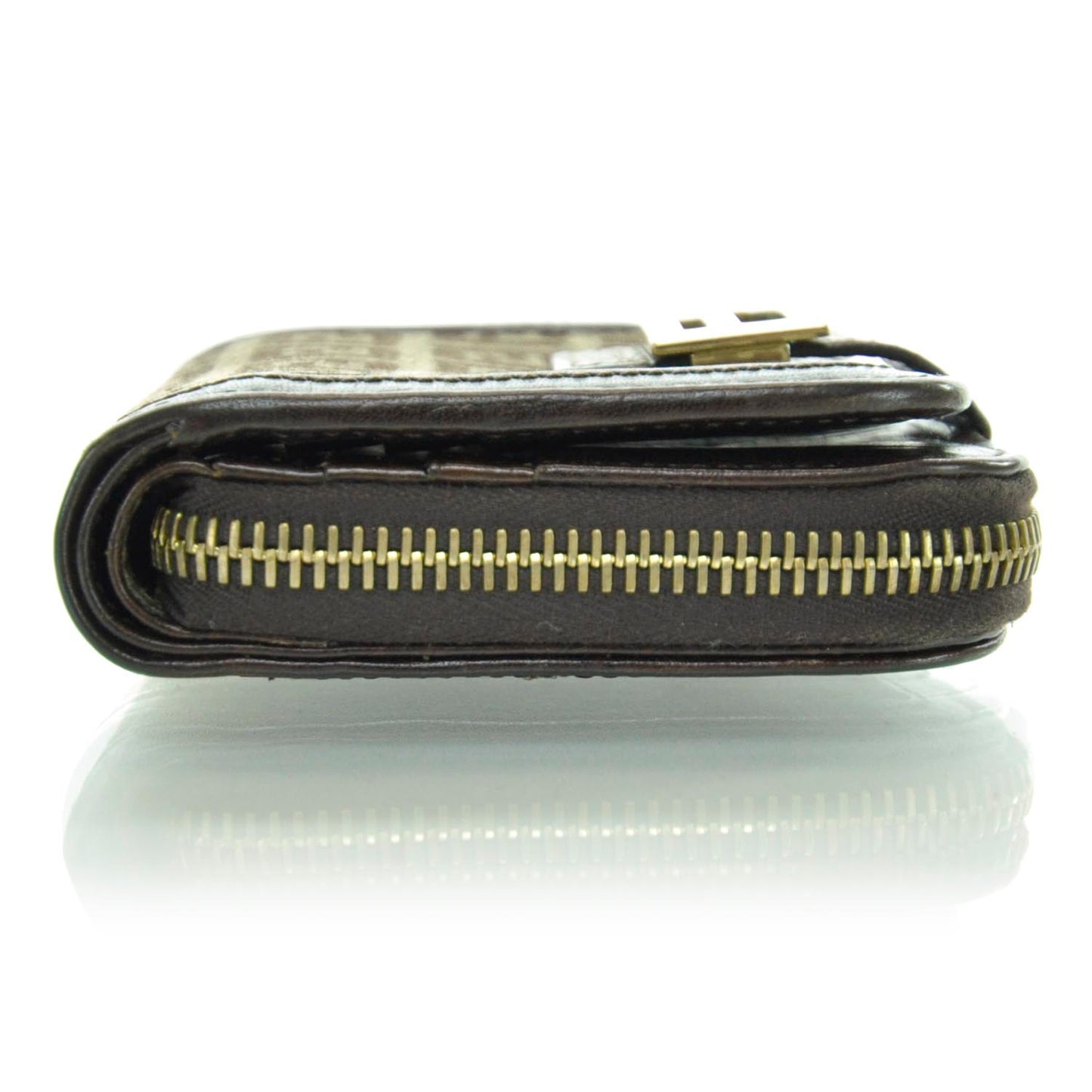 Zucchino Vitello Compact Zip Around Wallet Mogano Panna Bruciato