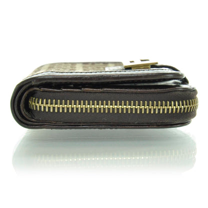 Fendi Zucchino Vitello Compact Zip Around Wallet Mogano Panna Bruciato 4 of 11