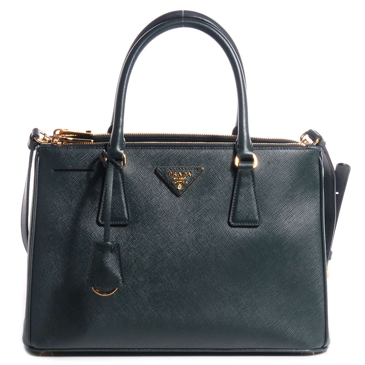 Saffiano Lux Small Double Zip Tote Smeraldo