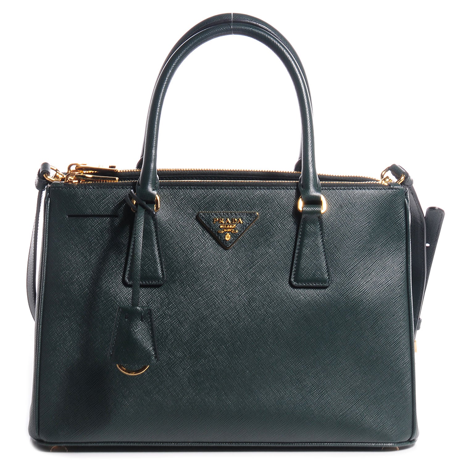 Prada Saffiano Lux Small Double Zip Tote Smeraldo 1 of 13