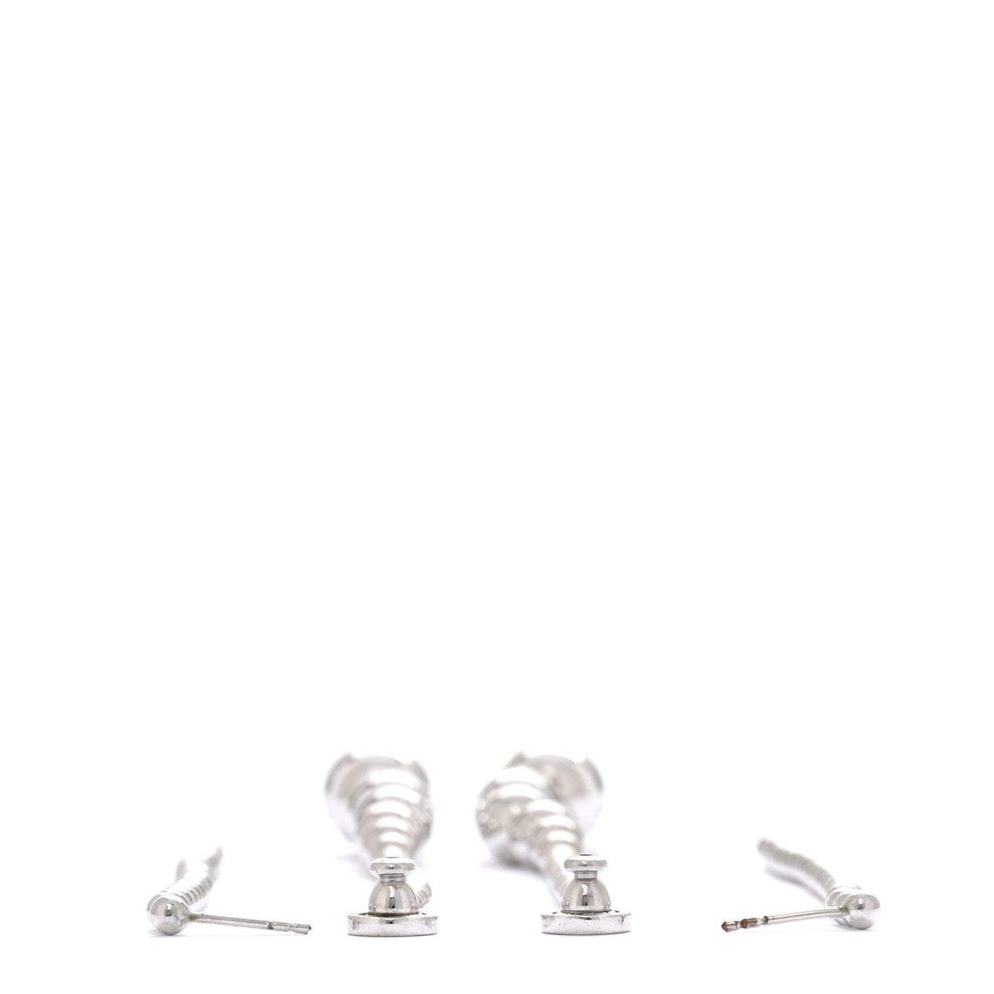 Metal Bead Drop Earrings Silver