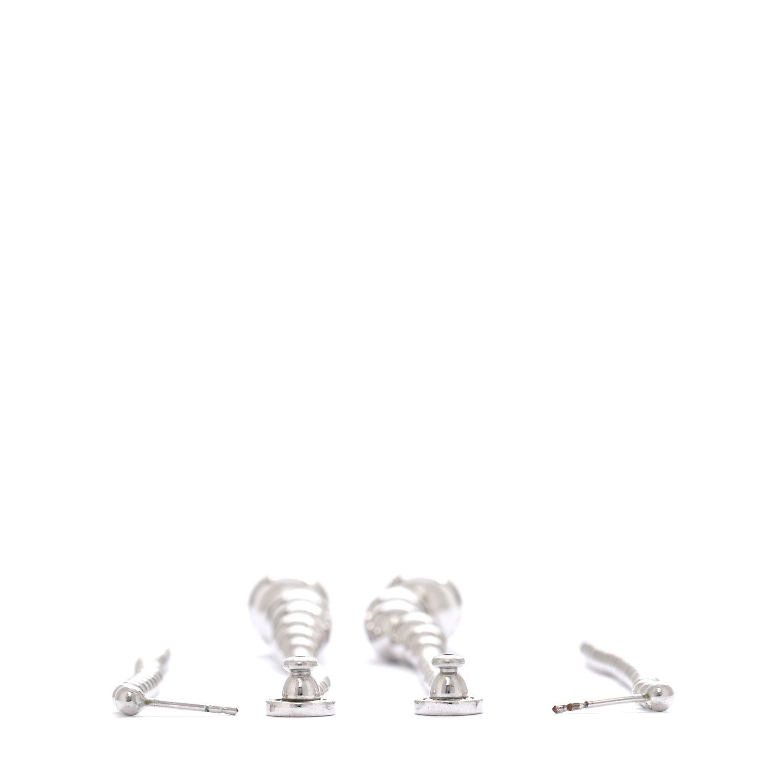 Christian Dior Metal Bead Drop Earrings Silver 3 of 6