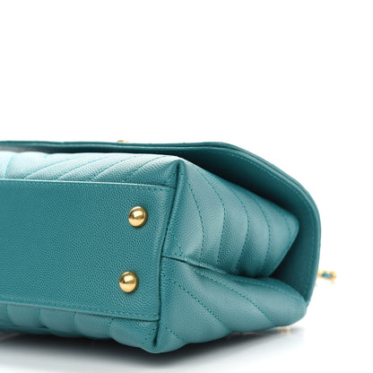 Chanel Caviar Lizard Embossed Chevron Quilted Mini Coco Handle Flap Green 9 of 9