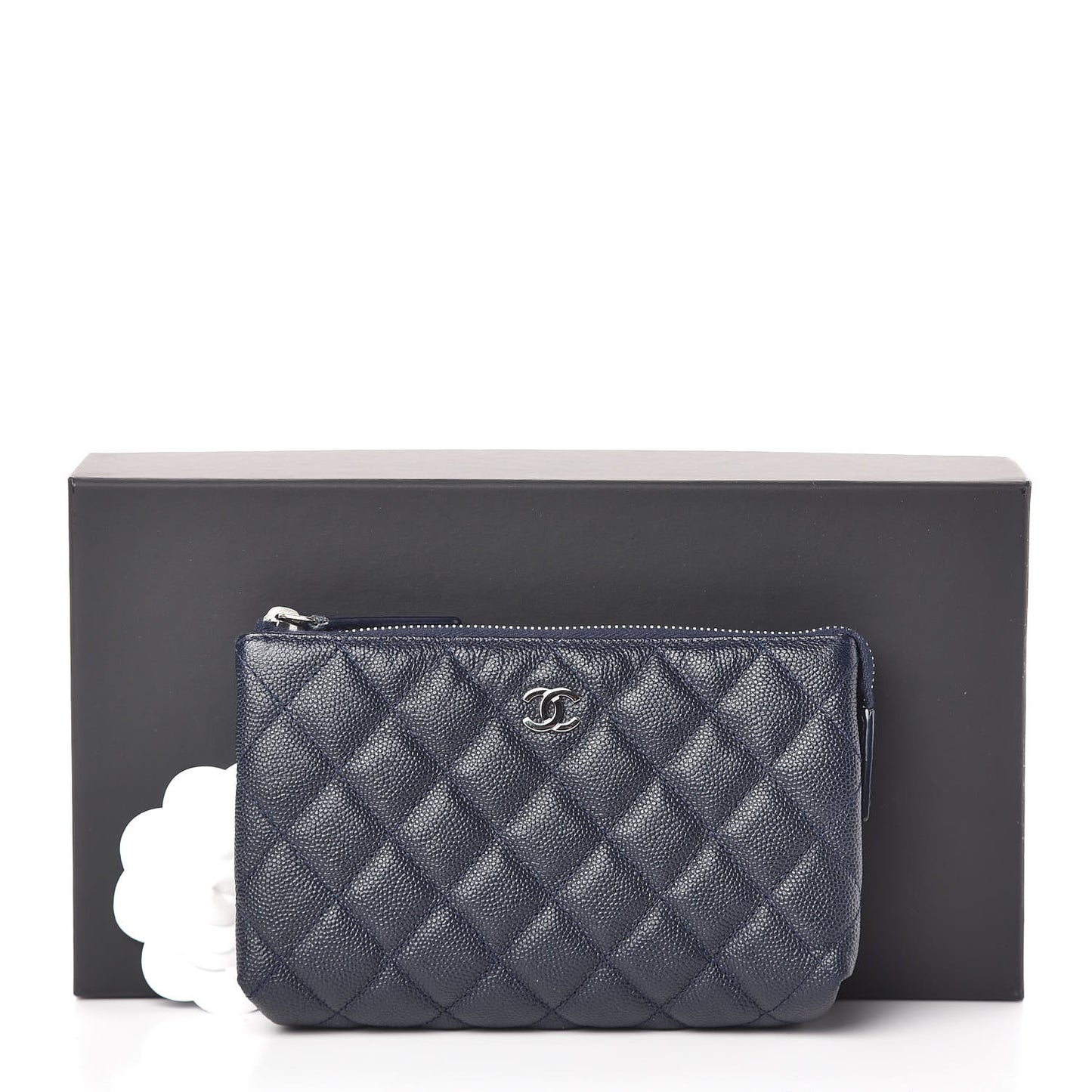 Caviar Quilted Small Pouch Navy