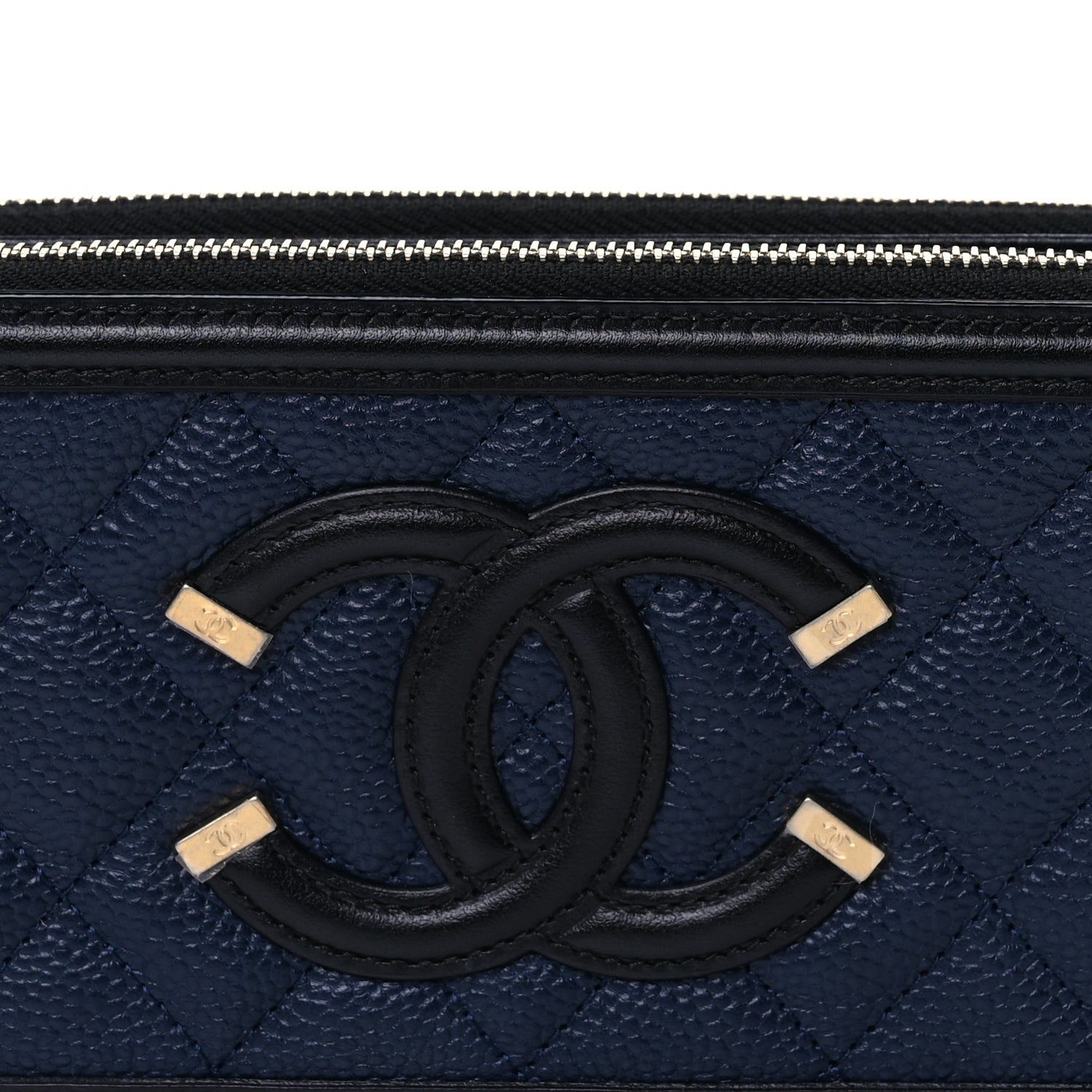 Chanel Caviar Quilted CC Filigree Clutch With Chain  Navy Black 6 of 8