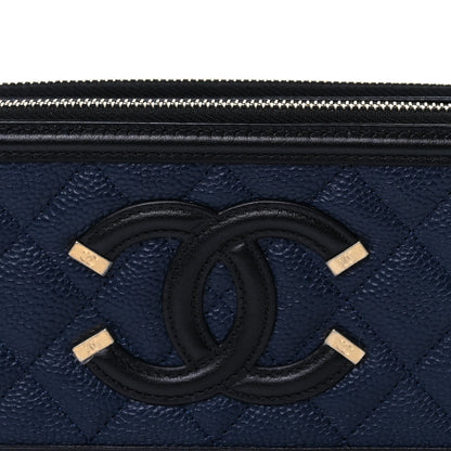 Chanel Caviar Quilted CC Filigree Clutch With Chain  Navy Black 6 of 8