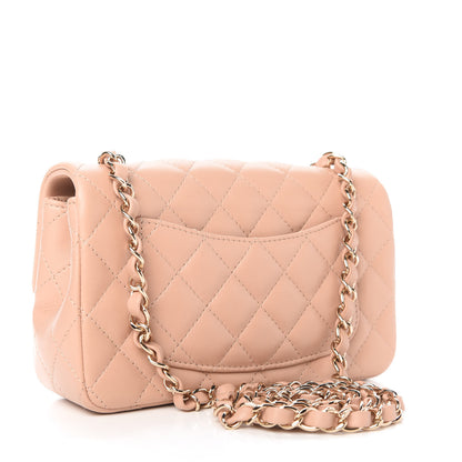 Chanel Lambskin Quilted Mini Rectangular Flap Beige 3 of 11