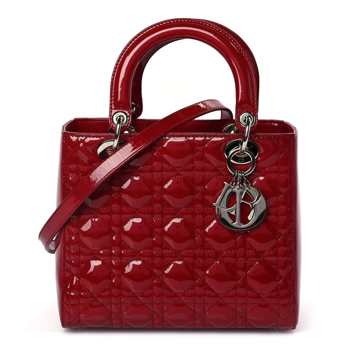Patent Cannage Medium Lady Dior Red