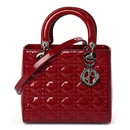 Christian Dior Patent Cannage Medium Lady Dior Red 1 of 9