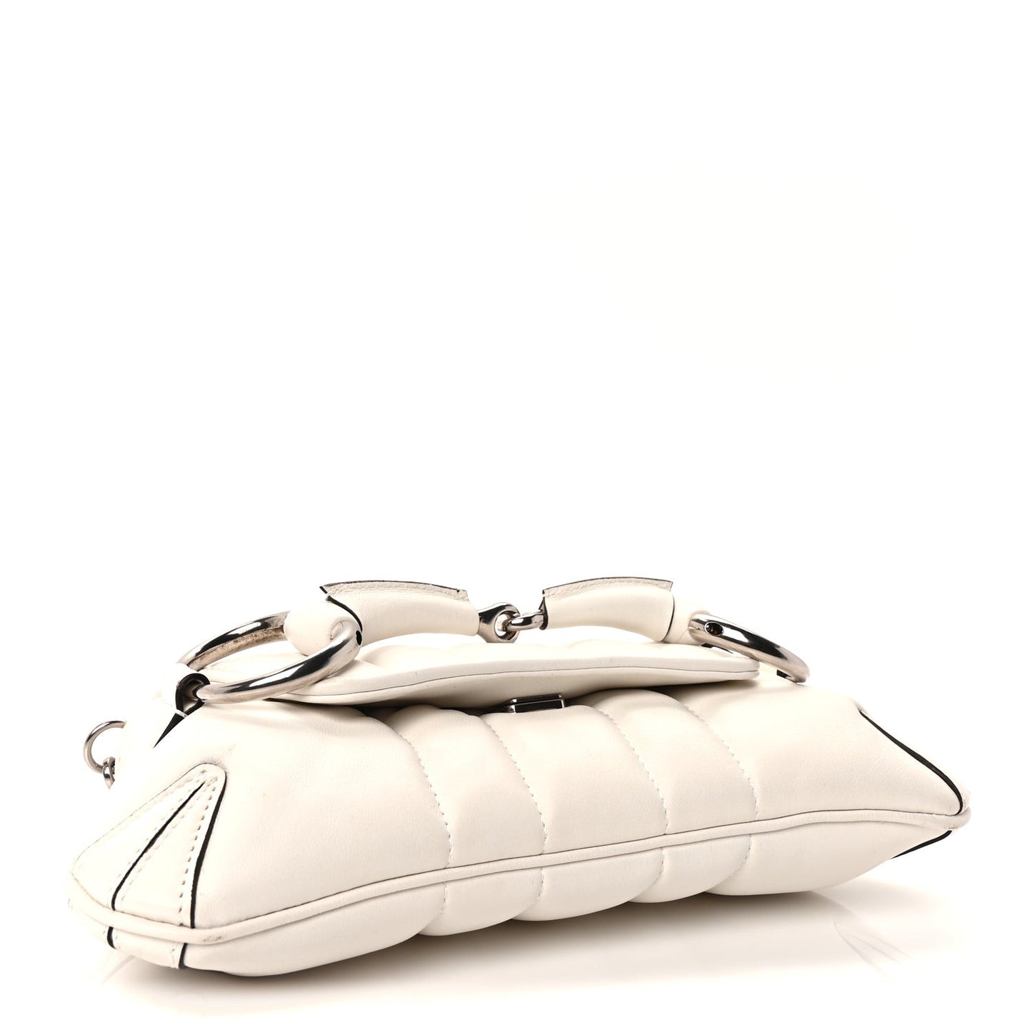Nappa Vertical Matelasse Small Maxi Horsebit Chain Shoulder Bag Great White