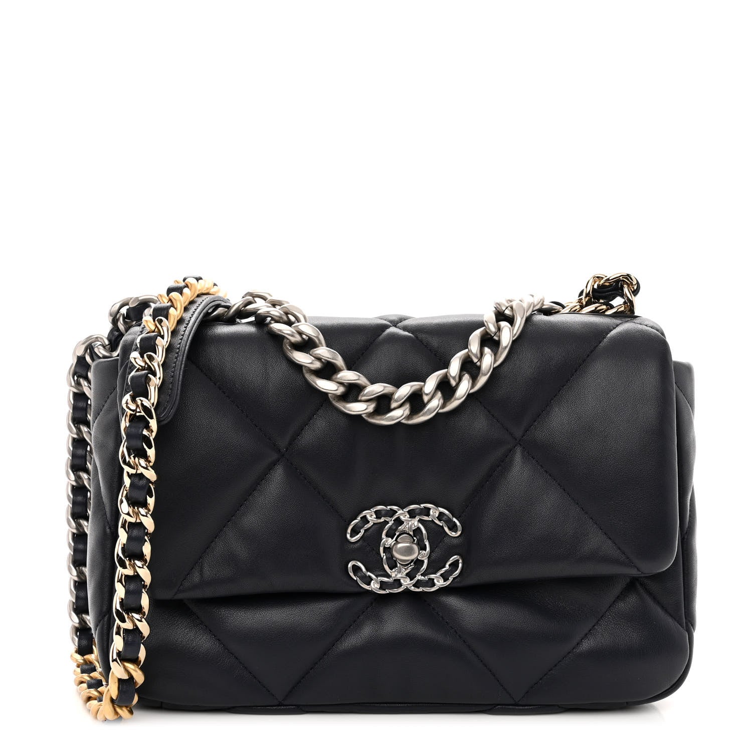Chanel Lambskin Quilted Medium Chanel 19 Flap Navy Blue 1 of 10