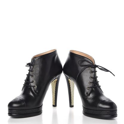 Chanel Lambskin CC Cap Toe Platform Short Boots 41 Black 15 of 16