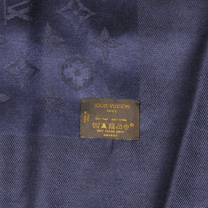 Louis Vuitton Wool Silk Monogram Shawl Night Blue 4 of 4