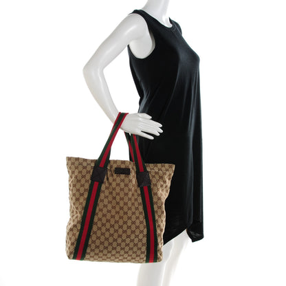 Gucci GG Monogram Medium Web Handle Vertical Tote Bag Dark Brown 2 of 7