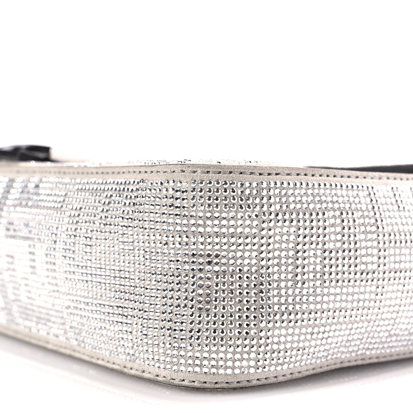 Crystal Vitello Laminato FF Medium Baguette Crystal Argento