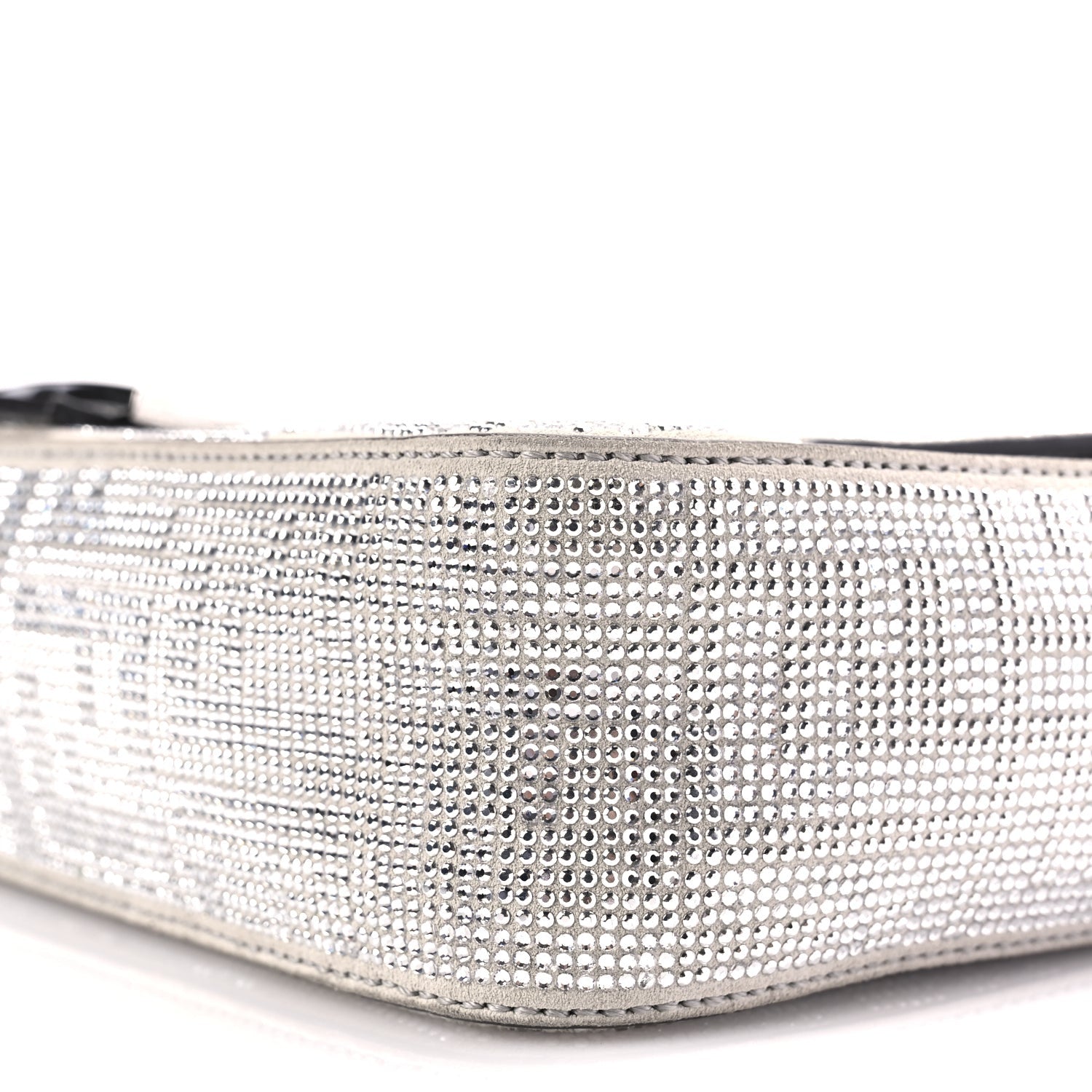 Fendi Crystal Vitello Laminato FF Medium Baguette Crystal Argento 8 of 8