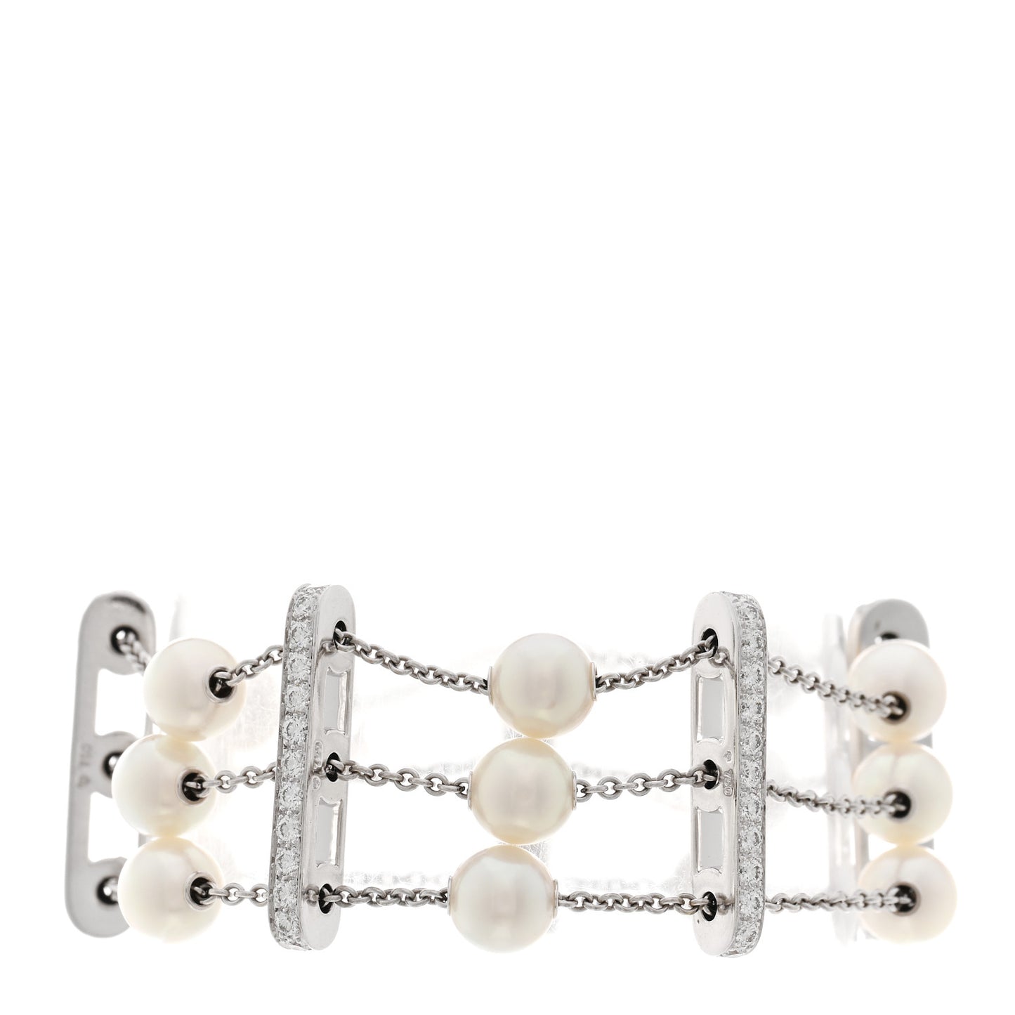 18K White Gold Diamond Akoya Pearl Desiree Station Bracelet