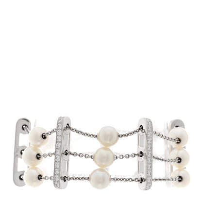 Mikimoto 18K White Gold Diamond Akoya Pearl Desiree Station Bracelet 1 of 3