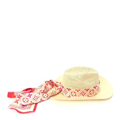 Louis Vuitton Raffia Tiles By The Pool Panama Fedora S Natural Coral 7 of 9