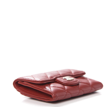 Chanel Lambskin Quilted Flap Card Holder Wallet Red 4 of 8