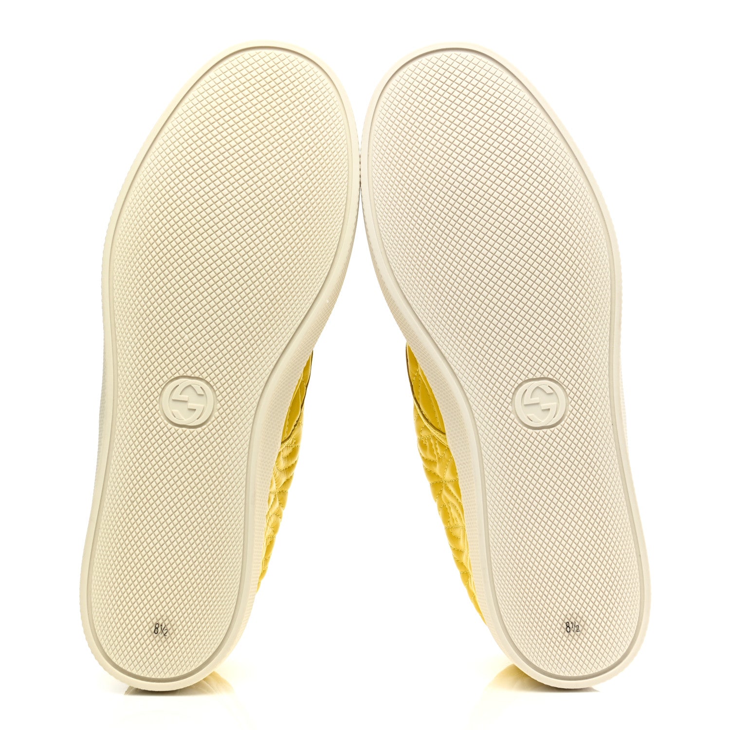 Gucci Nappa Web G Rhombus Quilted Mens Slip On Sneakers 8.5 Straw Yellow Mimosa 5 of 9