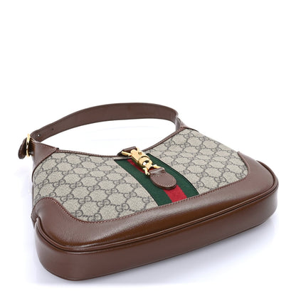 Gucci GG Supreme Monogram Azalea Calfskin Web Small Jackie 1961 Hobo Beige Ebony Brown Sugar 3 of 7