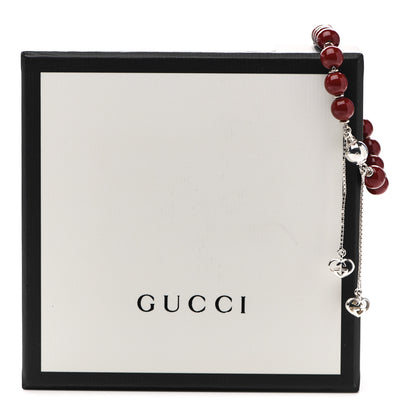 Gucci Sterling Silver Wood Boule Britt Bracelet Red 5 of 5