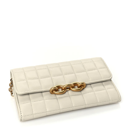 Saint Laurent Lambskin Carre Quilted Le Maillon Wallet On Chain Crema Soft 6 of 16