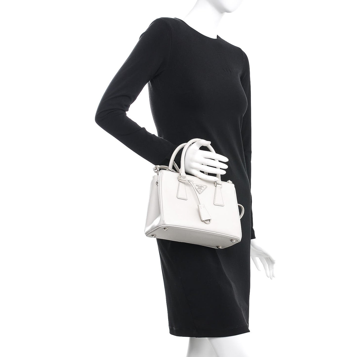 Saffiano Lux Small Galleria Double Zip Tote White