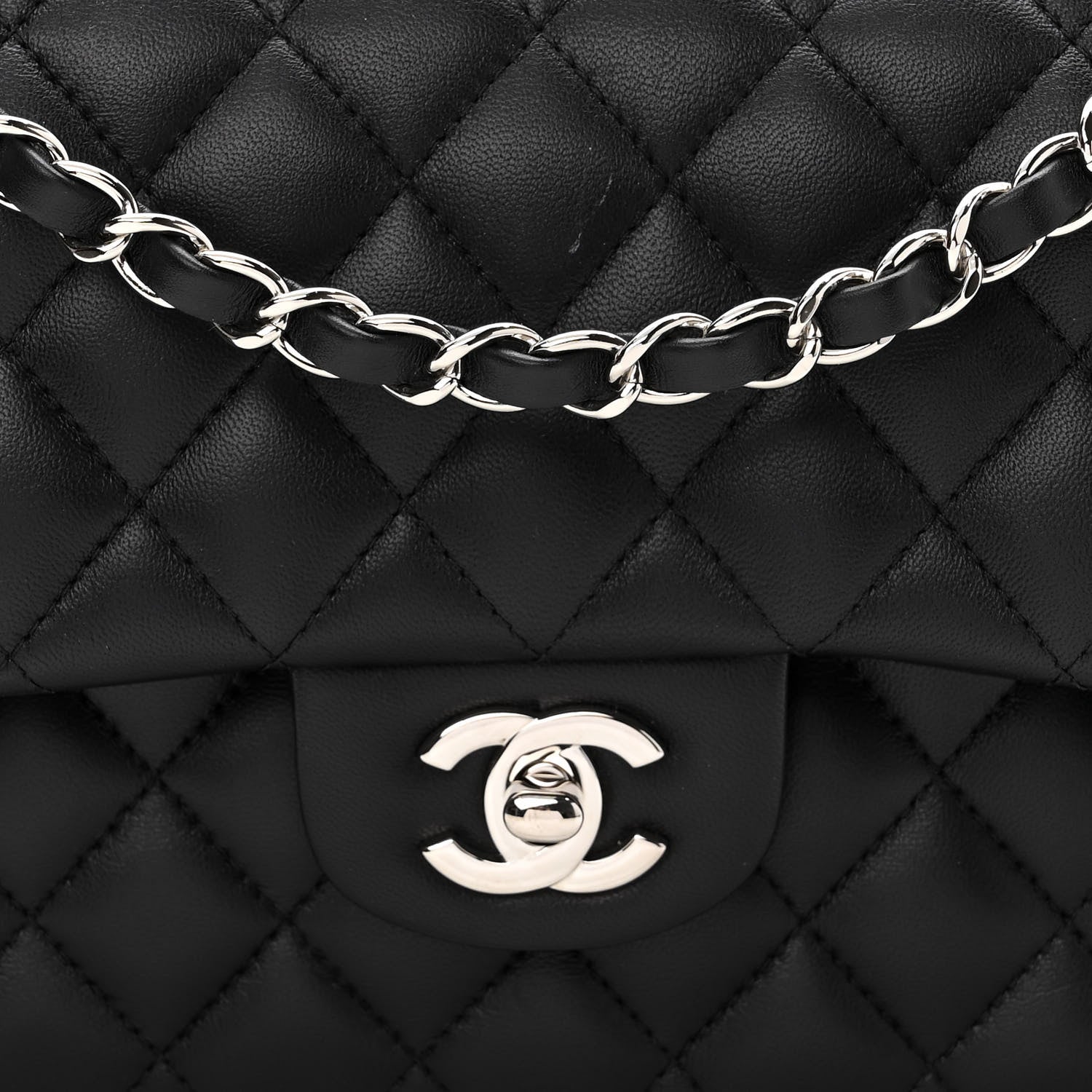 Chanel Lambskin Quilted Medium Double Flap Black 8 of 11