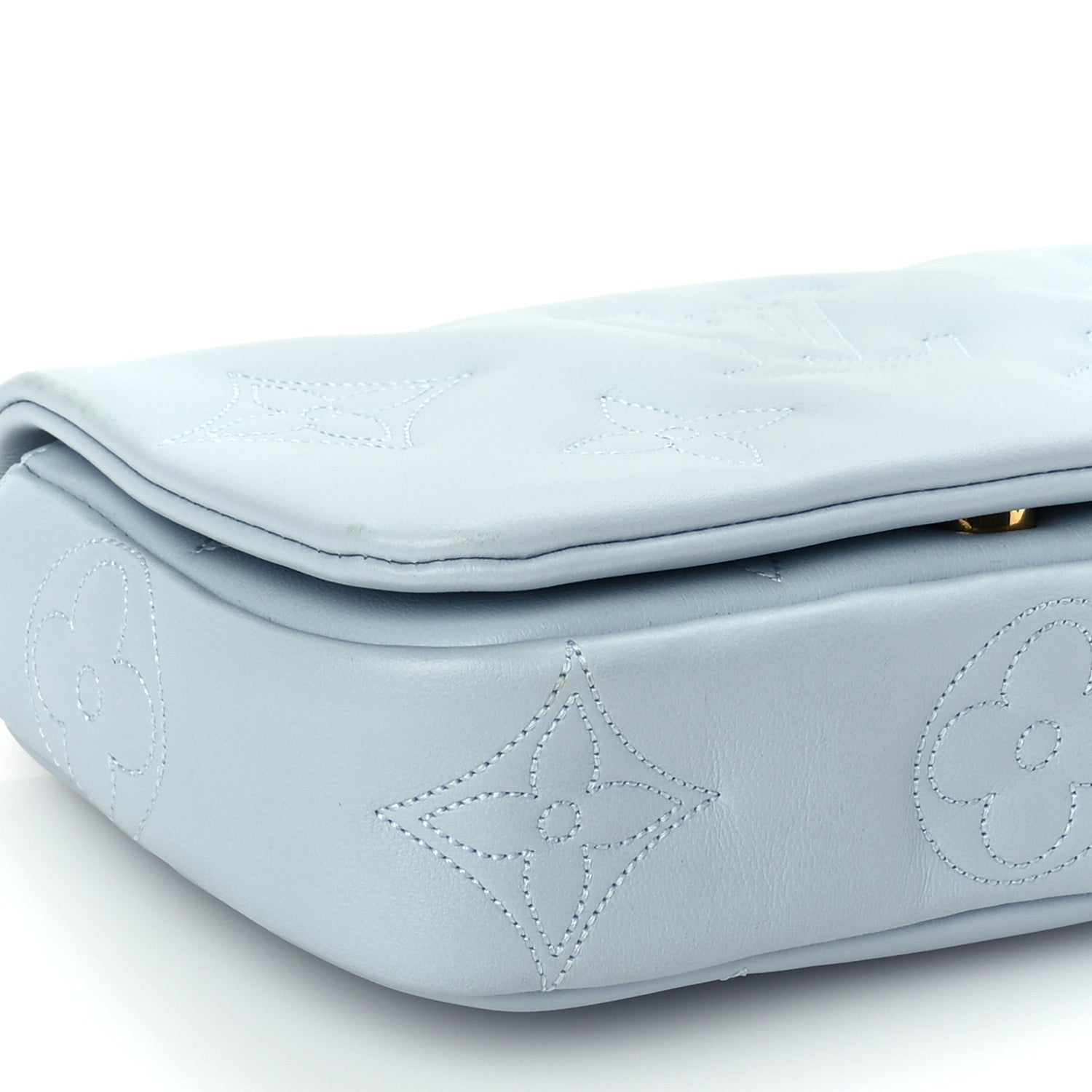 Louis Vuitton Calfskin Bubblegram Wallet On Strap Ice Blue 7 of 8