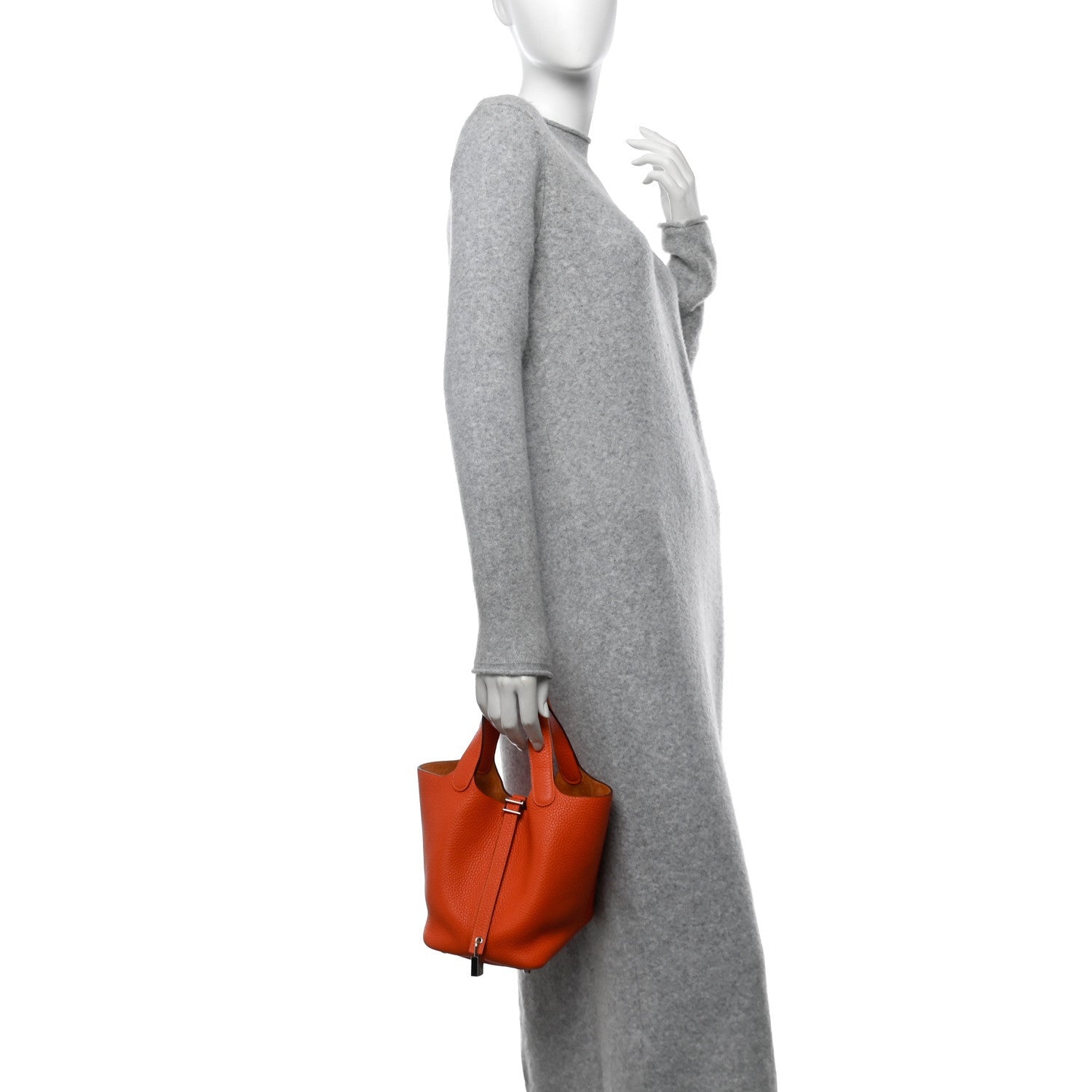Hermes Taurillon Clemence Picotin Lock 18 PM Orange Poppy 2 of 7