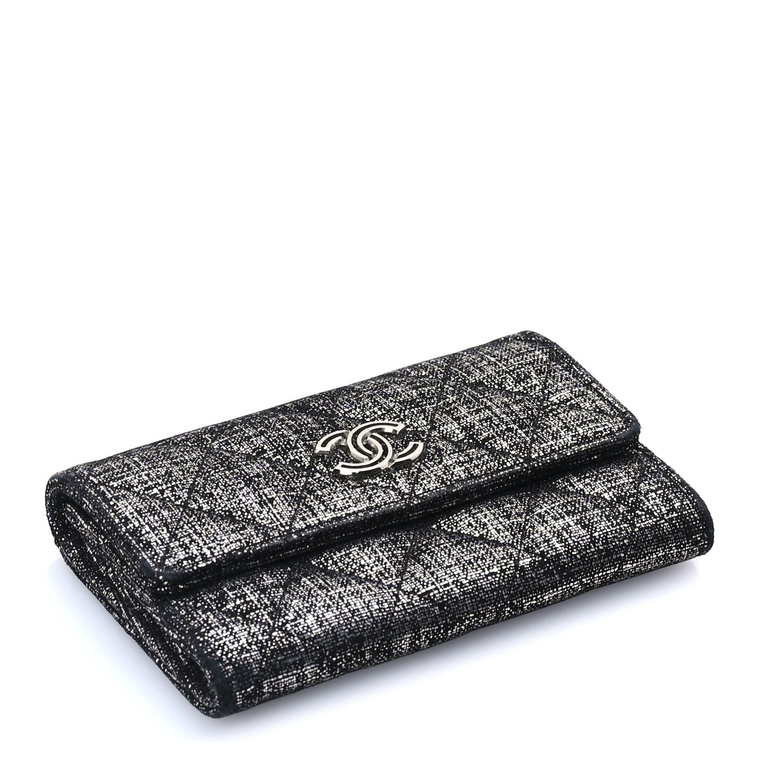 Chanel Glittered Calfskin Quilted Flap Card Holder Dark Grey 5 of 7