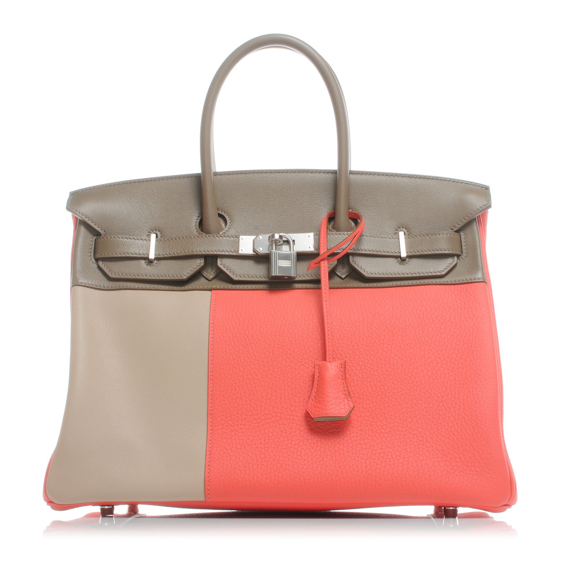 Hermes Togo Tadelakt Swift Casaque Tri-Color Birkin 35 Rose Jaipur Argile Etoupe 1 of 11