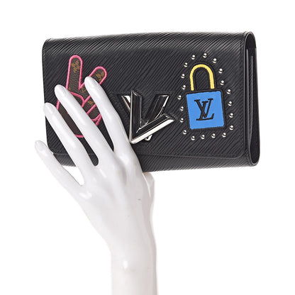 Louis Vuitton Epi LV Stories Twist Chain Wallet Black 2 of 10