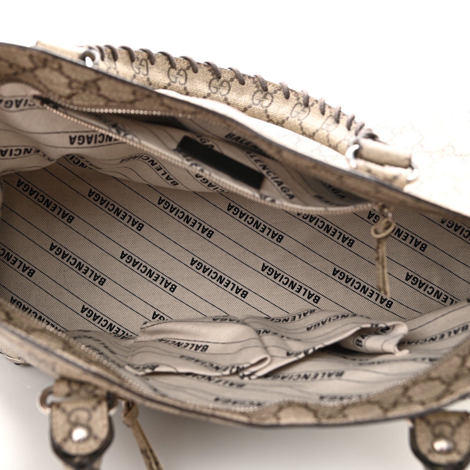 Balenciaga X GUCCI GG Supreme Monogram Neo Classic Silver Hardware City Beige Ebony 5 of 10